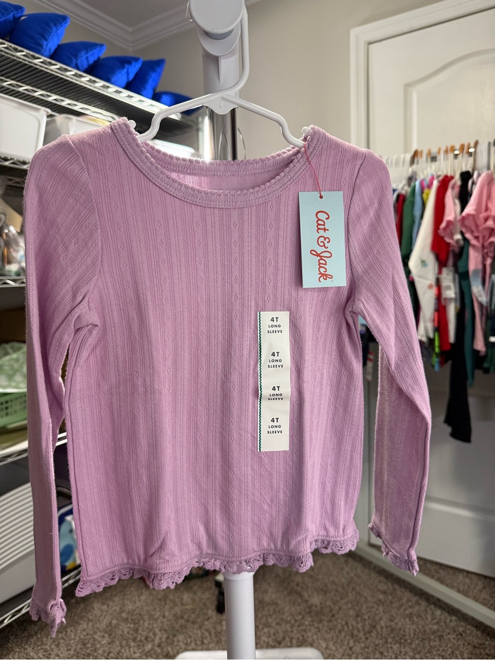 Cat & Jack Long Sleeve Ribbed Top in Light Pink - Girls